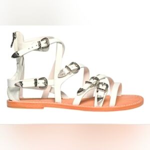 Ash • Penelope Buckle Flat Sandals in White Size 39